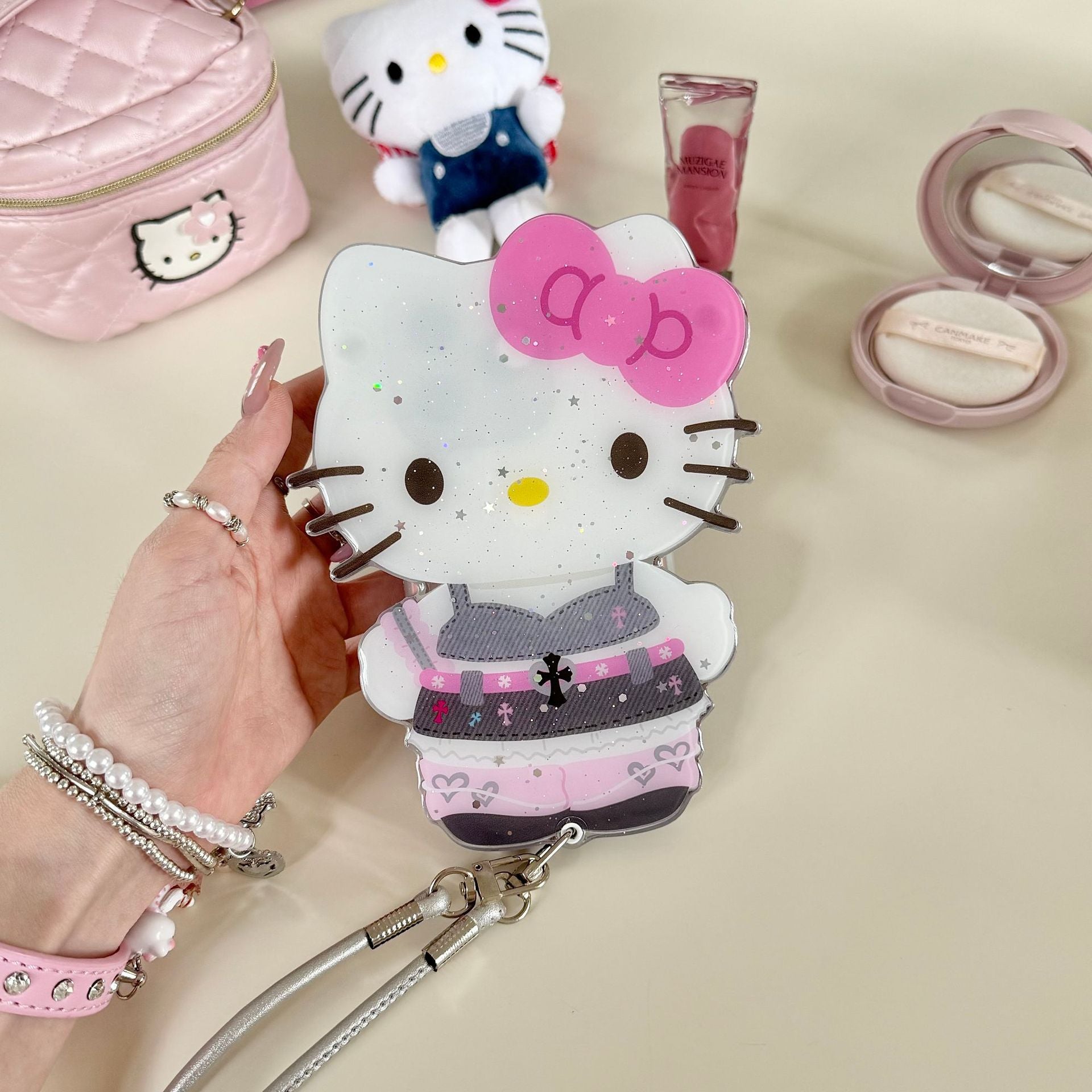Cute Croxin HK makeup mirror lanyard for iPhone