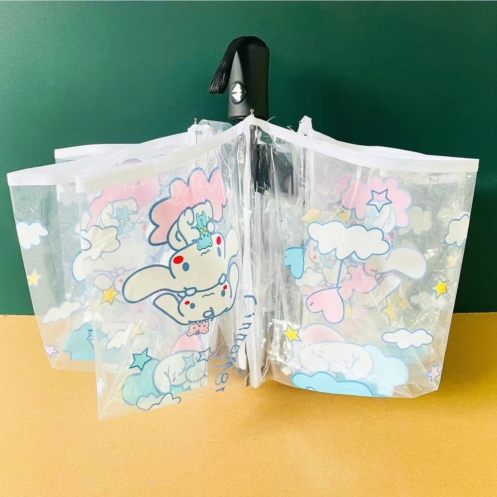 HK, Cinna, Kuromi fully automatic opening and closing transparent folding umbrella, fully automatic opening and closing