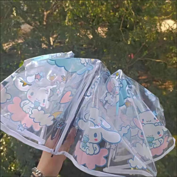 HK, Cinna, Kuromi fully automatic opening and closing transparent folding umbrella, fully automatic opening and closing