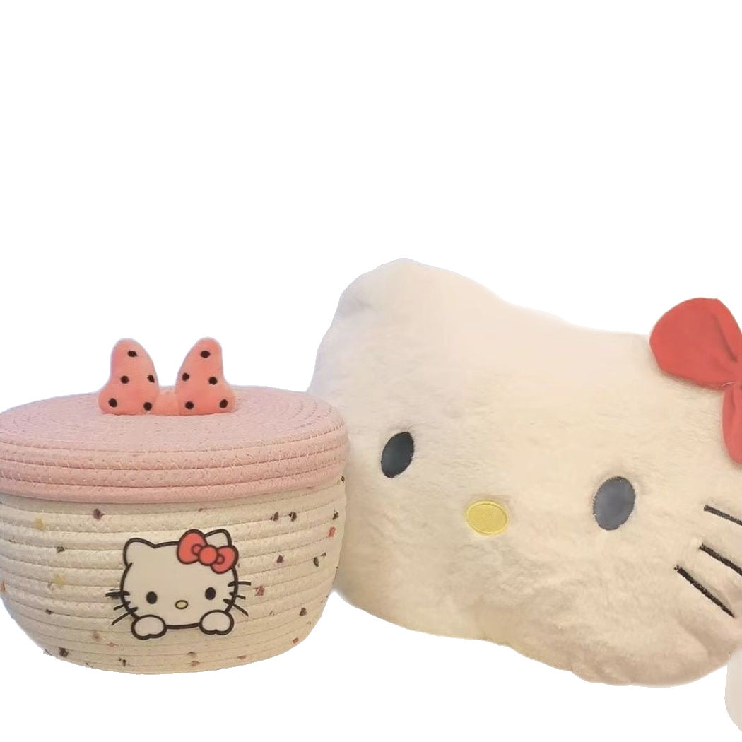 [New] Sanrio cute cotton thread woven storage basket bedroom storage box toy desktop sundries storage basket snack basket