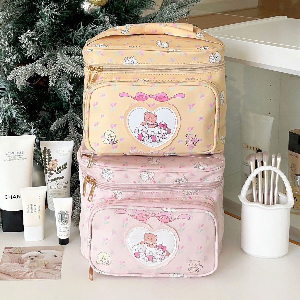 New cute princess cosmetic bag female mikko girl heart storage bag large capacity travel square portable