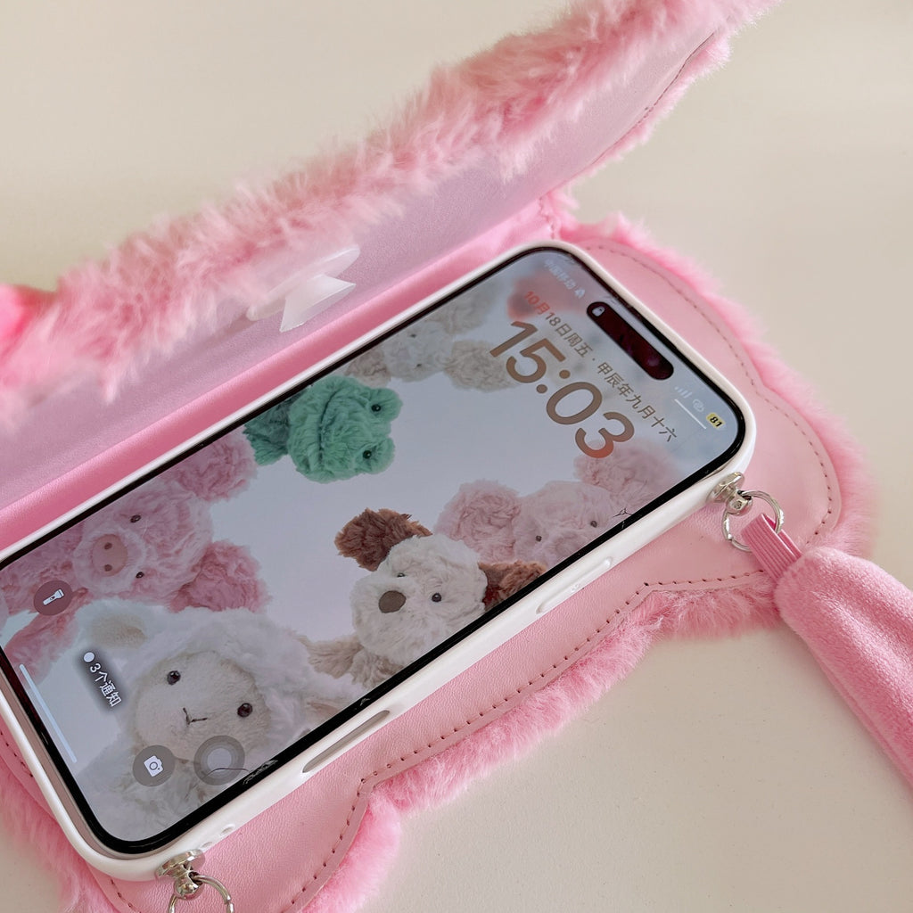 Plush rose red HK flip tote bag design for iPhone