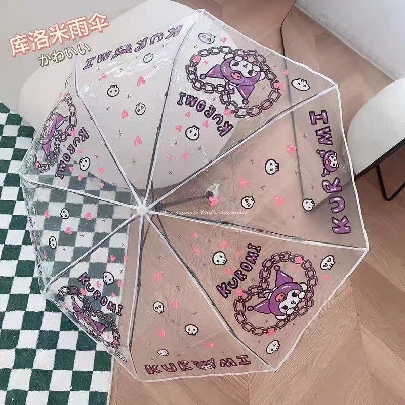 HK, Cinna, Kuromi fully automatic opening and closing transparent folding umbrella, fully automatic opening and closing