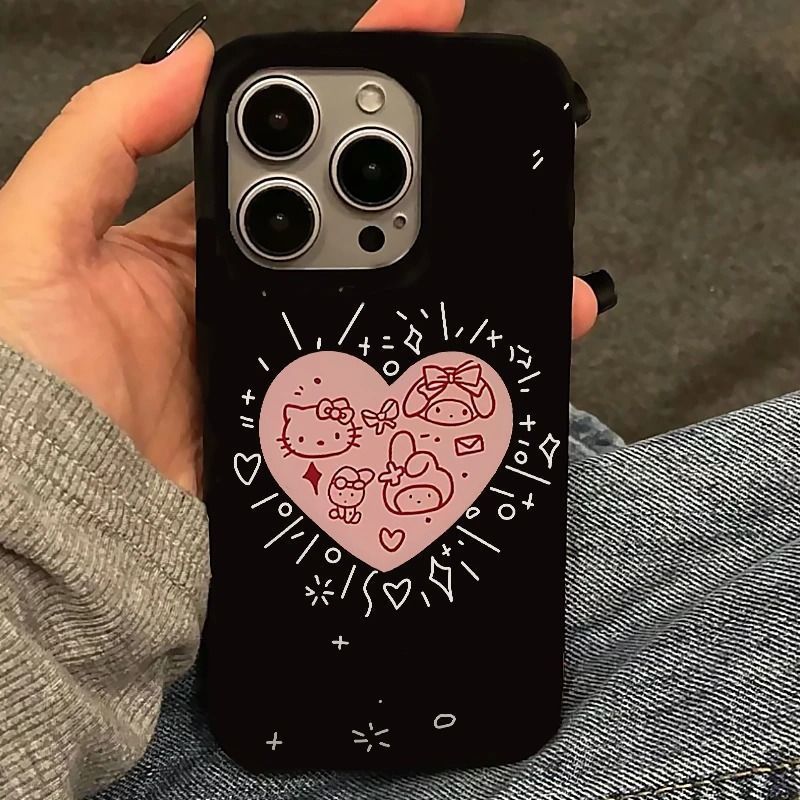 Love Sanrio is suitable for Apple 17PROMAX mobile phone case iPhone16 creative 15 large holes 14 soft case 13