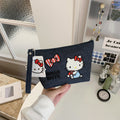 HK genuine authorized denim heavy industry embroidery cosmetic bag cute large capacity portable storage cosmetic case