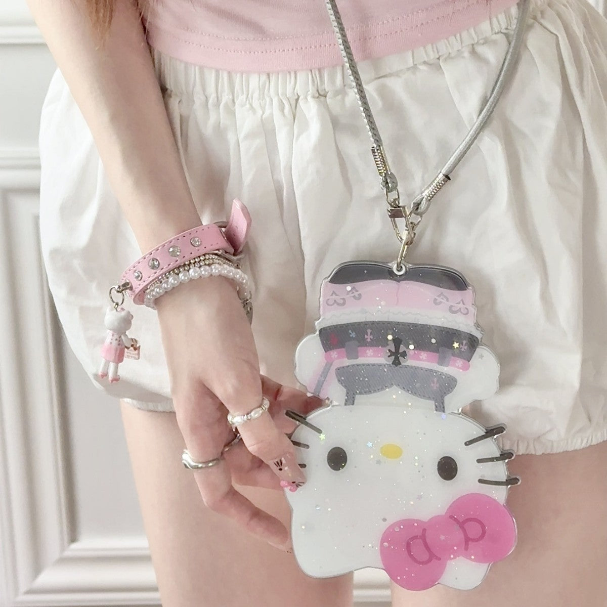 Cute Croxin HK makeup mirror lanyard for iPhone