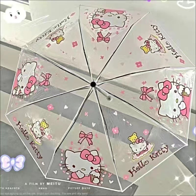 HK, Cinna, Kuromi fully automatic opening and closing transparent folding umbrella, fully automatic opening and closing