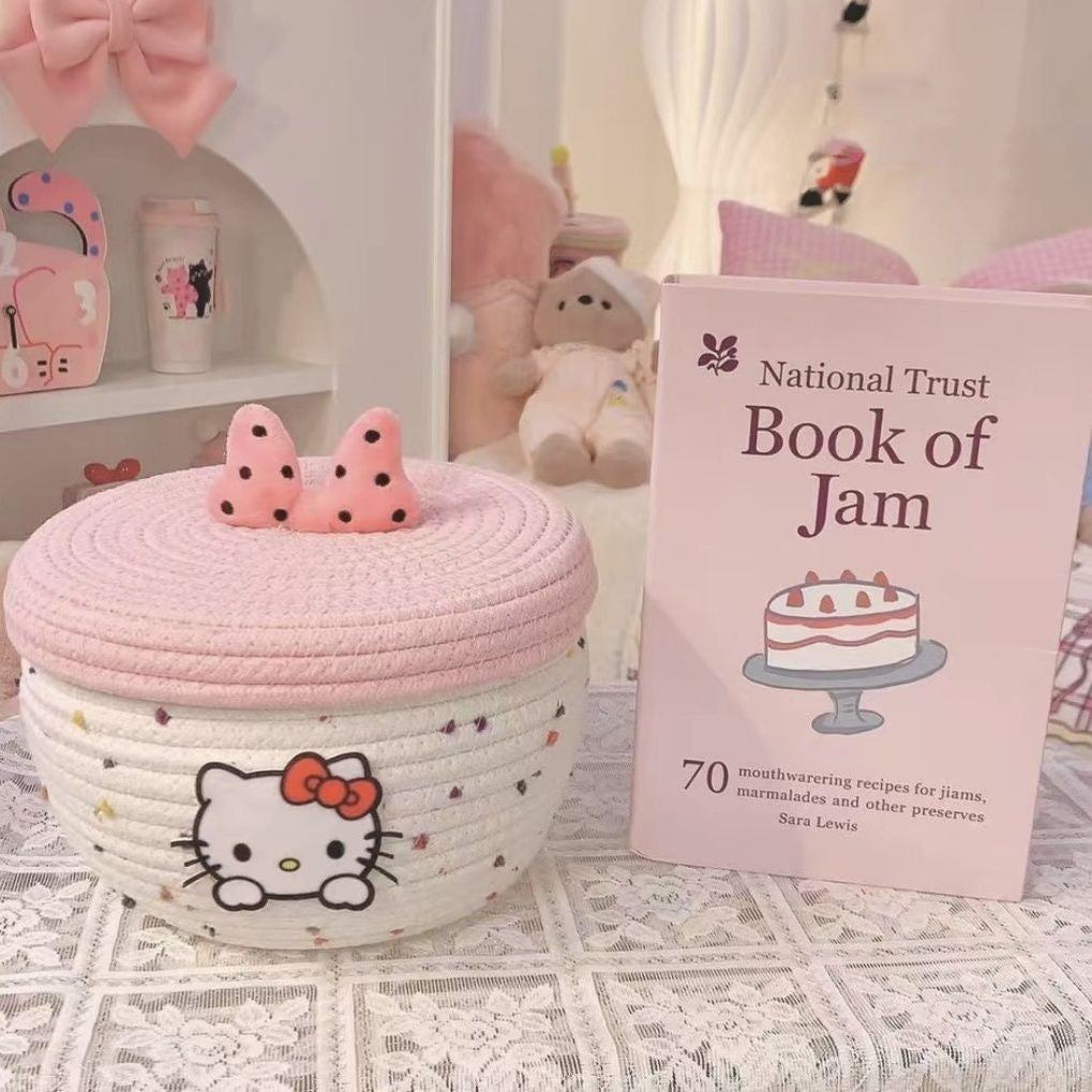 [New] Sanrio cute cotton thread woven storage basket bedroom storage box toy desktop sundries storage basket snack basket