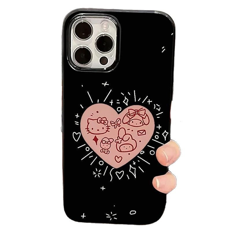 Love Sanrio is suitable for Apple 17PROMAX mobile phone case iPhone16 creative 15 large holes 14 soft case 13