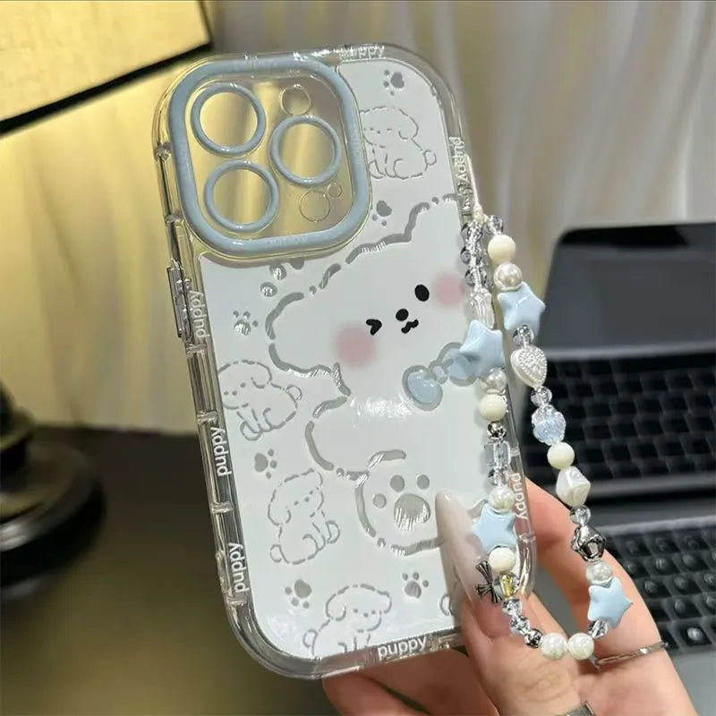 Lively little white dog is suitable for iphone